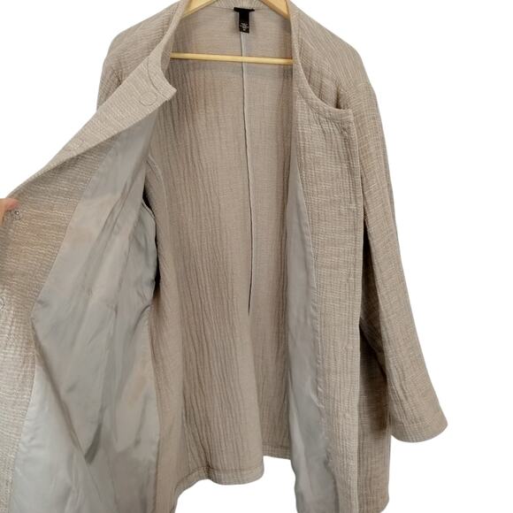 Eileen Fisher Woman 100% Cotton Snap Front Jacket Tan Neutral Plus Size 3X - Picture 4 of 9